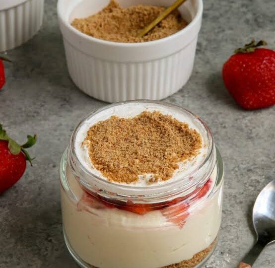 High Protein Strawberry Cheesecake Yogurt Jars