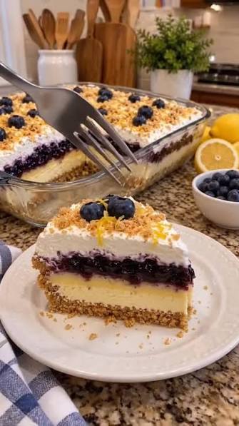 No Bake No Suger Lemon Dazzling Blueberry Cream Cake