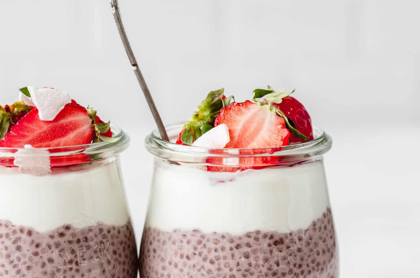 strawberry protein chia pudding cups