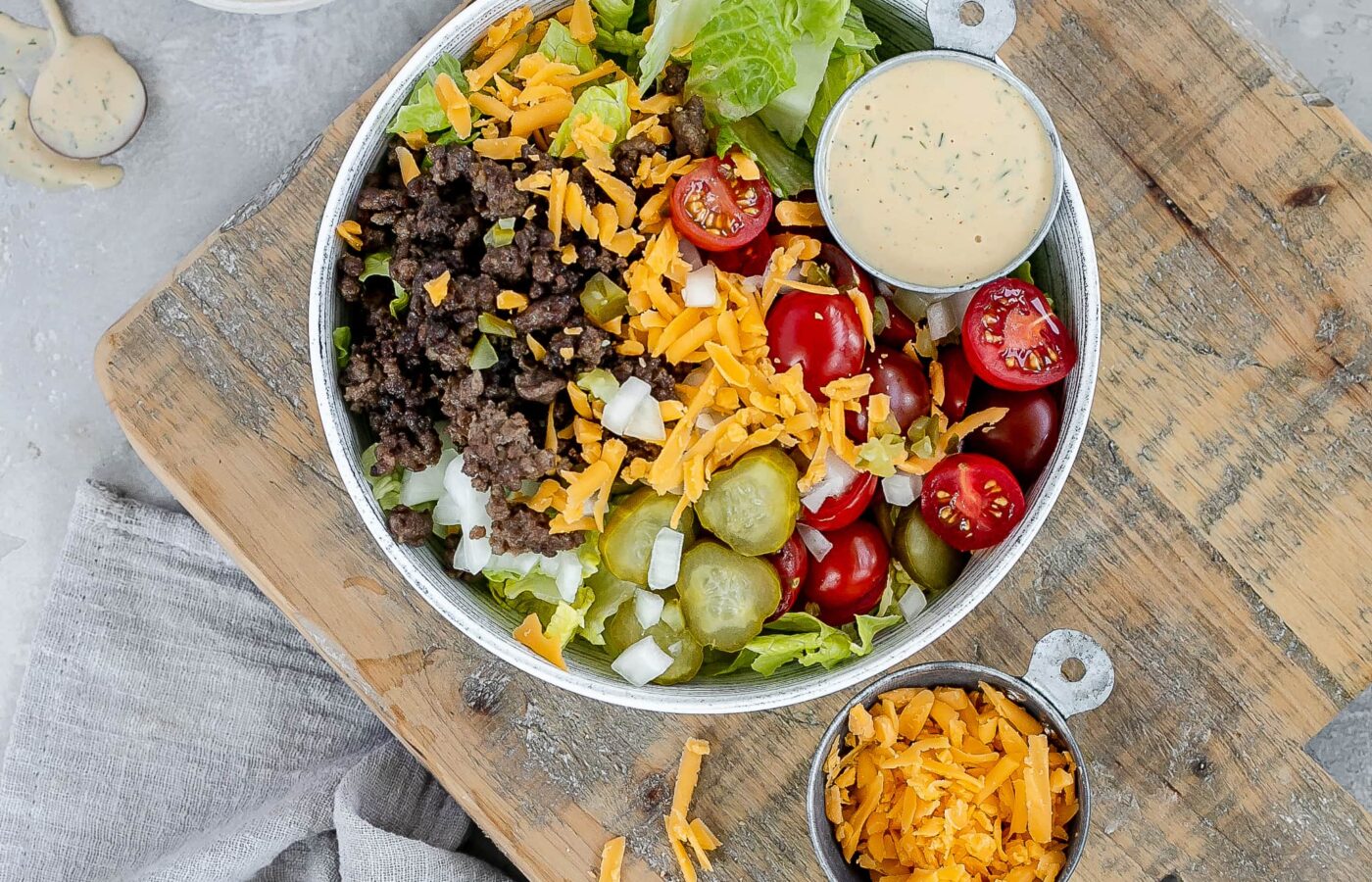 High protein cheese burger bowl